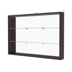 Витрина настенная с регулировочными полками №3-4ГУ-РЕГ с зеркалом и с подсветкой, Дуб Венге