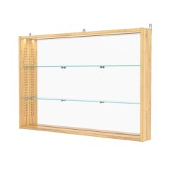 Витрина настенная с регулировочными полками №3-4ГУ-РЕГ с зеркалом и с подсветкой, Дуб Золотистый