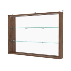 Витрина настенная с регулировочными полками №3-4ГУ-РЕГ с зеркалом и с подсветкой, Орех