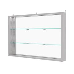 Витрина настенная с регулировочными полками №3-4ГУ-РЕГ с зеркалом и с подсветкой, Серый