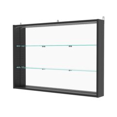 Витрина настенная с регулировочными полками №3-4ГУ-РЕГ с зеркалом и с подсветкой, Черный