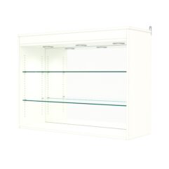 Витрина настенная с регулировочными полками №3-4ГГ-РЕГ с зеркалом и с подсветкой, Белый