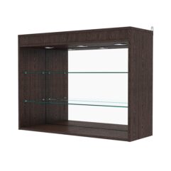 Витрина настенная с регулировочными полками №3-4ГГ-РЕГ с зеркалом и с подсветкой, Дуб Венге