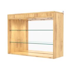 Витрина настенная с регулировочными полками №3-4ГГ-РЕГ с зеркалом и с подсветкой, Дуб Золотистый