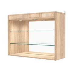Витрина настенная с регулировочными полками №3-4ГГ-РЕГ с зеркалом и с подсветкой, Дуб Сонома