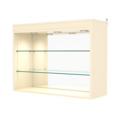 Витрина настенная с регулировочными полками №3-4ГГ-РЕГ с зеркалом и с подсветкой, Крем Вайс