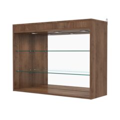 Витрина настенная с регулировочными полками №3-4ГГ-РЕГ с зеркалом и с подсветкой, Орех