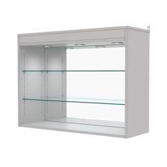 Витрина настенная с регулировочными полками №3-4ГГ-РЕГ с зеркалом и с подсветкой, Серый