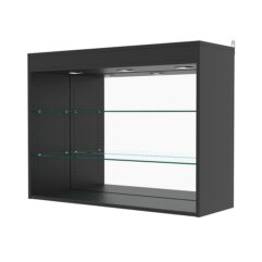 Витрина настенная с регулировочными полками №3-4ГГ-РЕГ с зеркалом и с подсветкой, Черный