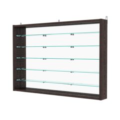 Витрина настенная с регулировочными полками №3-6ГУ-РЕГ с зеркалом, Дуб Венге