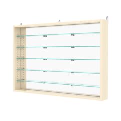 Витрина настенная с регулировочными полками №3-6ГУ-РЕГ с зеркалом, Крем Вайс