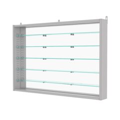 Витрина настенная с регулировочными полками №3-6ГУ-РЕГ с зеркалом, Серый