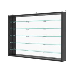 Витрина настенная с регулировочными полками №3-6ГУ-РЕГ с зеркалом, Черный