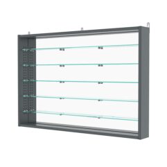 Витрина настенная с регулировочными полками №3-6ГУ-РЕГ с зеркалом, Темно-Серый