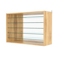 Витрина настенная с регулировочными полками №3-6ГГ-РЕГ с зеркалом, Дуб Золотистый