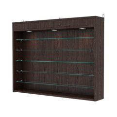 Витрина настенная с регулировочными полками №3-7Г-РЕГ с подсветкой, Дуб Венге
