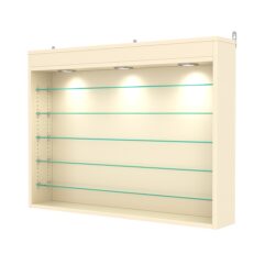 Витрина настенная с регулировочными полками №3-7Г-РЕГ с подсветкой, Крем Вайс