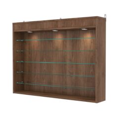 Витрина настенная с регулировочными полками №3-7Г-РЕГ с подсветкой, Орех