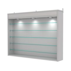 Витрина настенная с регулировочными полками №3-7Г-РЕГ с подсветкой, Серый