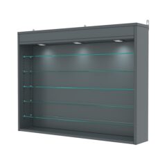 Витрина настенная с регулировочными полками №3-7Г-РЕГ с подсветкой, Темно-Серый