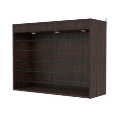 Витрина настенная с регулировочными полками №3-7ГГ-РЕГ с подсветкой, Дуб Венге