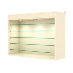 Витрина настенная с регулировочными полками №3-7ГГ-РЕГ с подсветкой, Крем Вайс