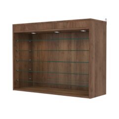 Витрина настенная с регулировочными полками №3-7ГГ-РЕГ с подсветкой, Орех