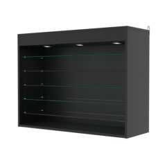 Витрина настенная с регулировочными полками №3-7ГГ-РЕГ с подсветкой, Черный