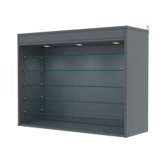 Витрина настенная с регулировочными полками №3-7ГГ-РЕГ с подсветкой, Темно-Серый