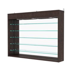 Витрина настенная с регулировочными полками №3-8Г-РЕГ с зеркалом и с подсветкой, Дуб Венге