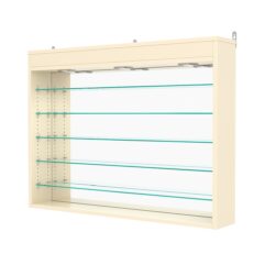 Витрина настенная с регулировочными полками №3-8Г-РЕГ с зеркалом и с подсветкой, Крем Вайс