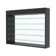 Витрина настенная с регулировочными полками №3-8Г-РЕГ с зеркалом и с подсветкой, Черный