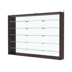 Витрина настенная с регулировочными полками №3-8ГУ-РЕГ с зеркалом и с подсветкой, Дуб Венге