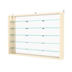 Витрина настенная с регулировочными полками №3-8ГУ-РЕГ с зеркалом и с подсветкой, Крем Вайс