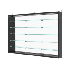 Витрина настенная с регулировочными полками №3-8ГУ-РЕГ с зеркалом и с подсветкой, Черный