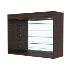 Витрина настенная с регулировочными полками №3-8ГГ-РЕГ с зеркалом и с подсветкой, Дуб Венге