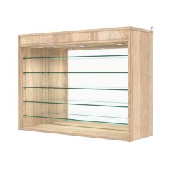 Витрина настенная с регулировочными полками №3-8ГГ-РЕГ с зеркалом и с подсветкой, Дуб Сонома