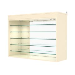 Витрина настенная с регулировочными полками №3-8ГГ-РЕГ с зеркалом и с подсветкой, Крем Вайс