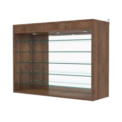 Витрина настенная с регулировочными полками №3-8ГГ-РЕГ с зеркалом и с подсветкой, Орех