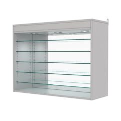 Витрина настенная с регулировочными полками №3-8ГГ-РЕГ с зеркалом и с подсветкой, Серый