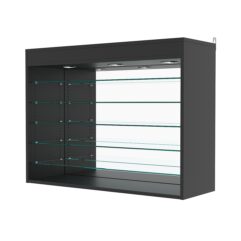 Витрина настенная с регулировочными полками №3-8ГГ-РЕГ с зеркалом и с подсветкой, Черный