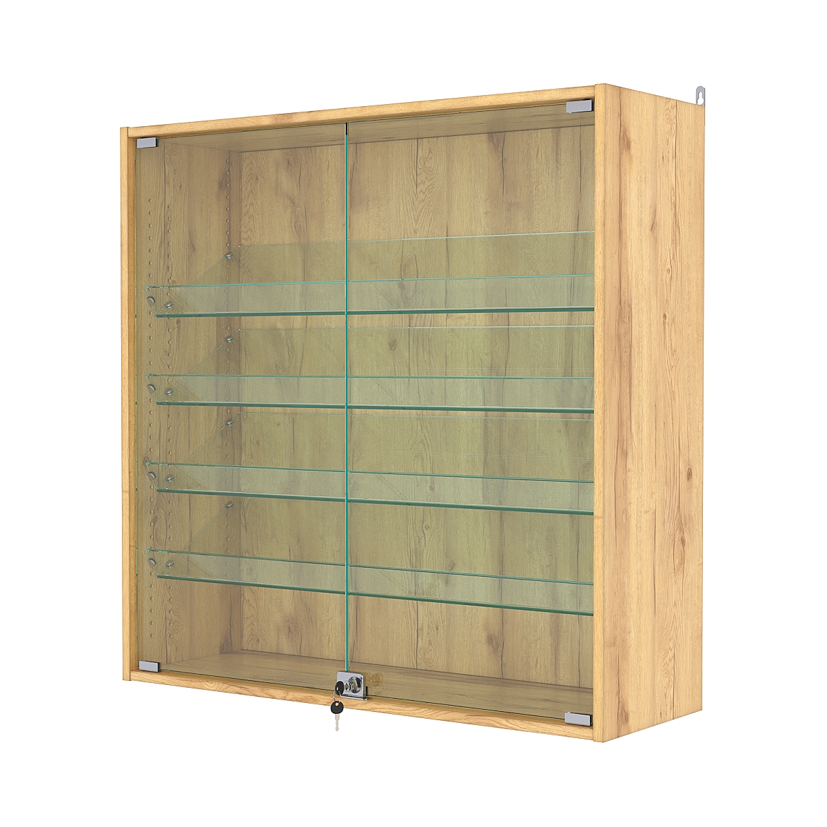 Витрина настенная с регулировочными полками №4-1АКГ-РЕГ, Дуб Золотистый