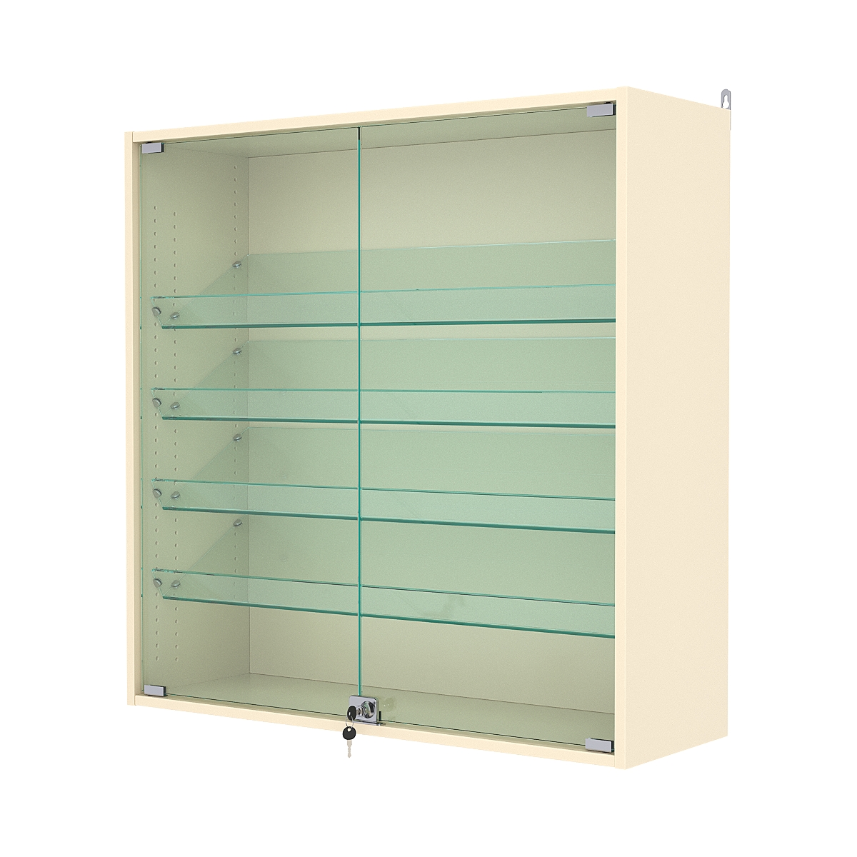 Витрина настенная с регулировочными полками №4-1АКГ-РЕГ, Крем Вайс