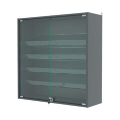 Витрина настенная с регулировочными полками №4-1АКГ-РЕГ, Темно-Серый