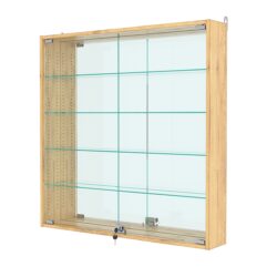 Витрина настенная с регулировочными полками №4-2А-РЕГ с зеркалом, Дуб Золотистый