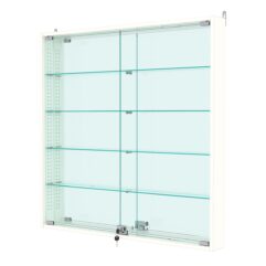 Витрина настенная с регулировочными полками №4-2АУ-РЕГ с зеркалом, Белый