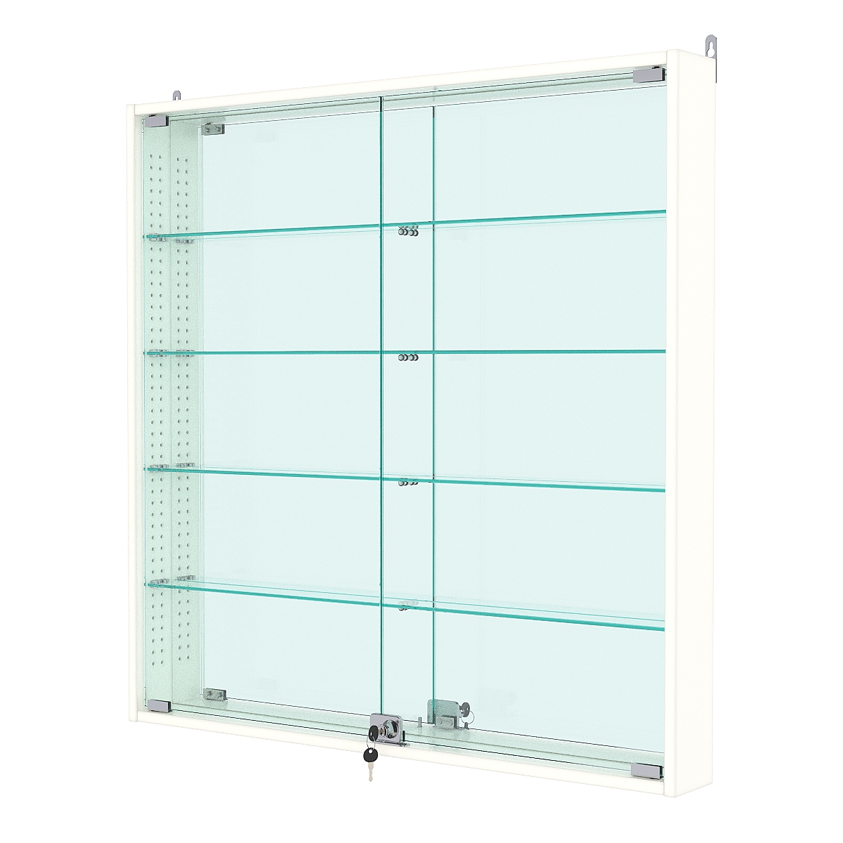 Витрина настенная с регулировочными полками №4-2АУ-РЕГ с зеркалом, Белый
