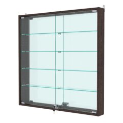 Витрина настенная с регулировочными полками №4-2АУ-РЕГ с зеркалом, Дуб Венге