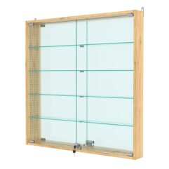 Витрина настенная с регулировочными полками №4-2АУ-РЕГ с зеркалом, Дуб Золотистый