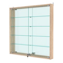 Витрина настенная с регулировочными полками №4-2АУ-РЕГ с зеркалом, Дуб Сонома